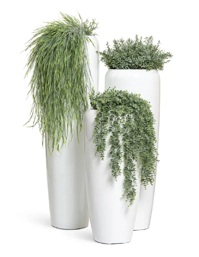 Кашпо Gloss - TREEZ Effectory - Белый глянцевый лак -  Высокий конус Design