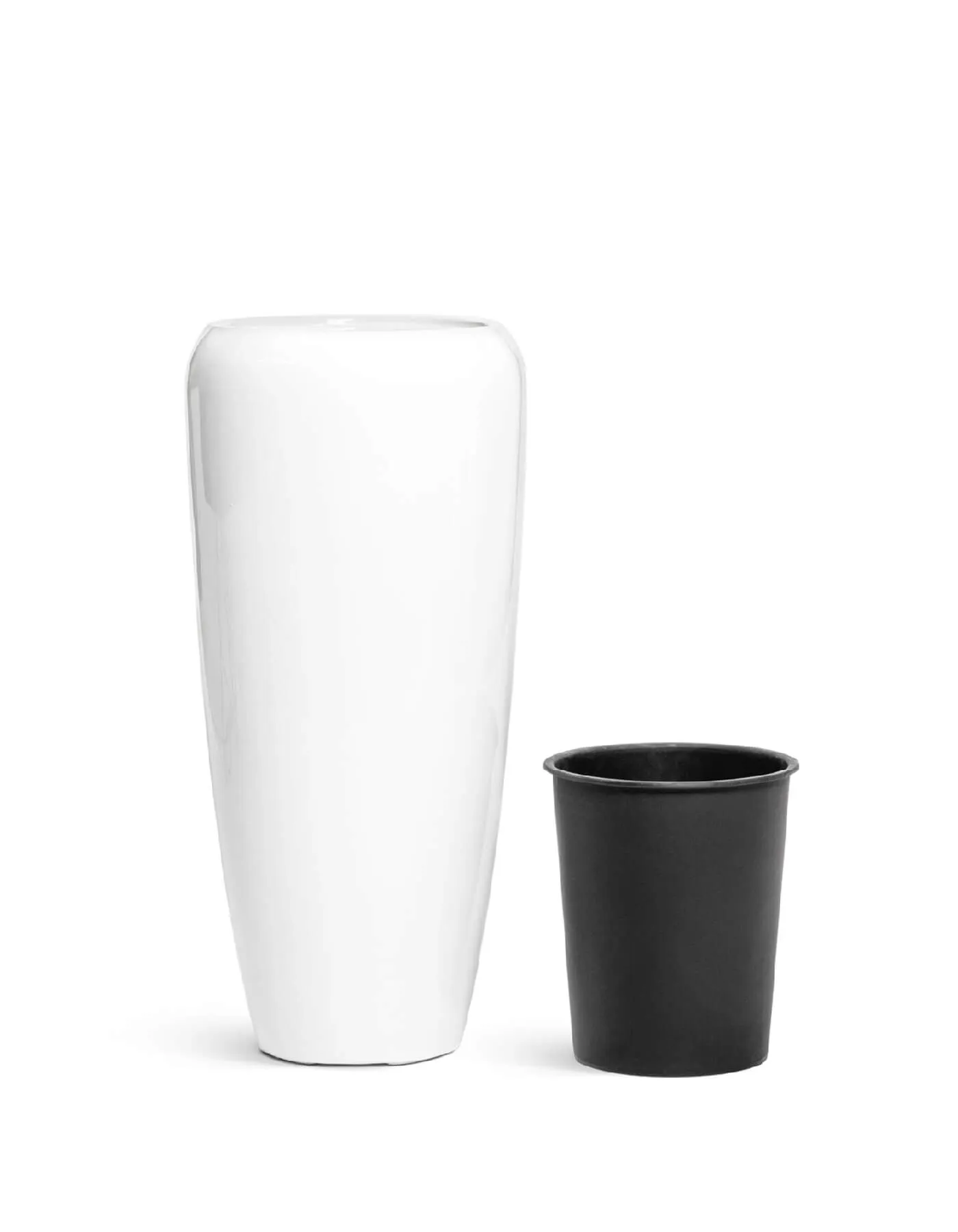 Кашпо Gloss - TREEZ Effectory - Белый глянцевый лак -  Высокий конус Design