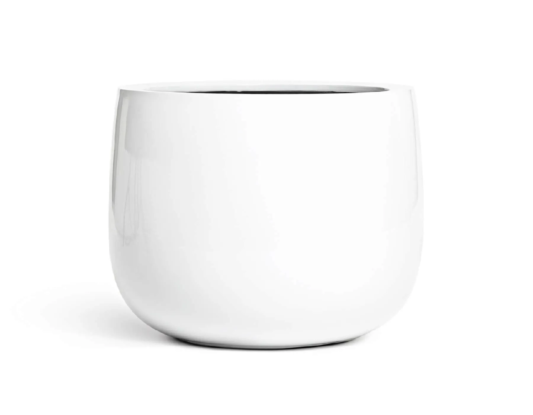 Кашпо Gloss - TREEZ Effectory - Белый глянцевый лак - Низкая широкая чаша