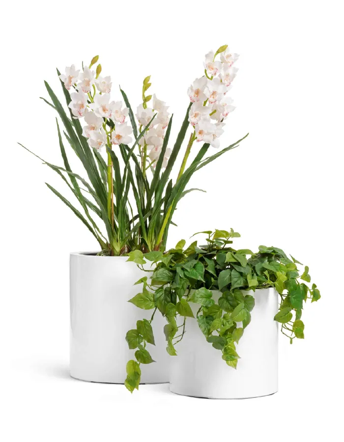 Кашпо Gloss - TREEZ Effectory - Белый глянцевый лак - Цилиндр