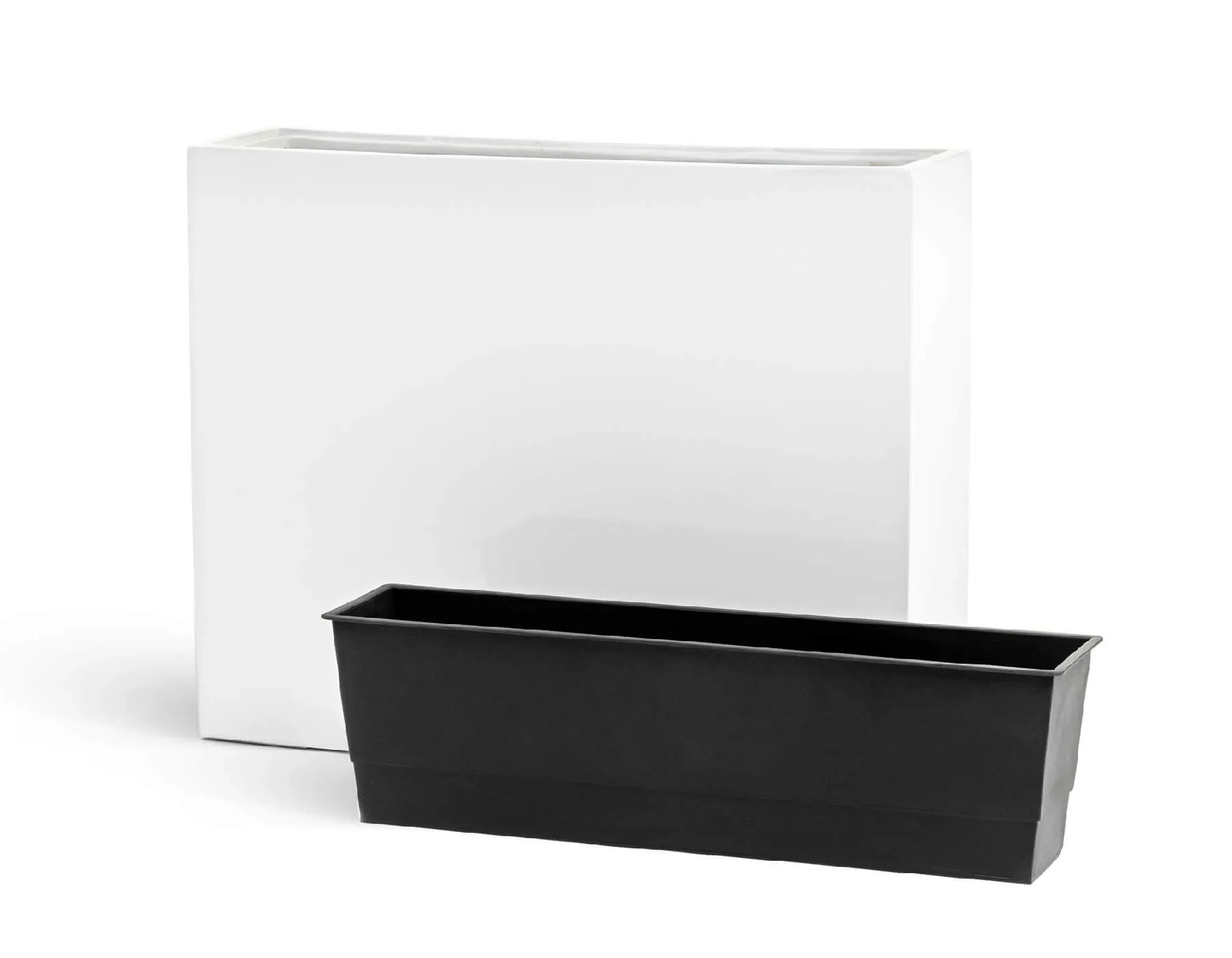 Кашпо Gloss - TREEZ Effectory - белый глянцевый лак - Дивайдер высокий