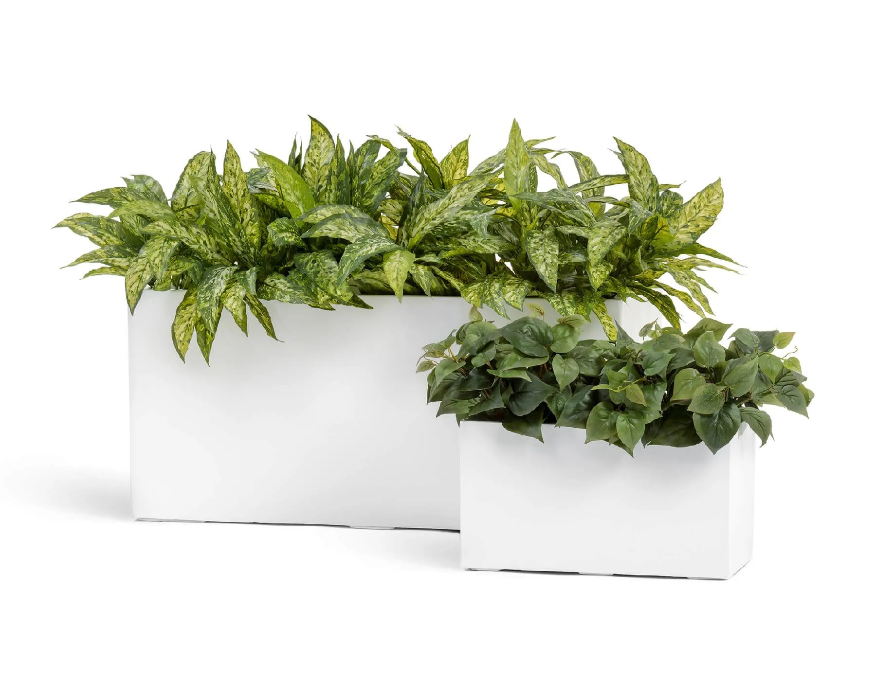 Кашпо Gloss - TREEZ Effectory - Белый глянцевый лак - Низкий узкий прямоугольник