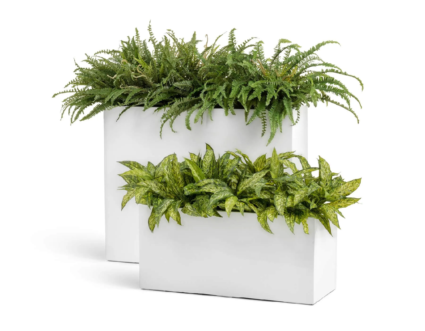 Кашпо Gloss - TREEZ Effectory - Белый глянцевый лак - Низкий узкий прямоугольник