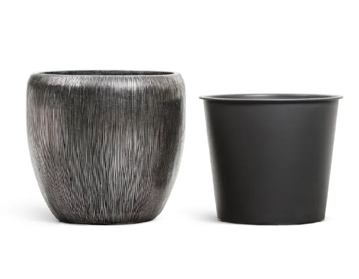 Кашпо Wow - TREEZ Effectory - Стальное серебро - Конус-Чаша