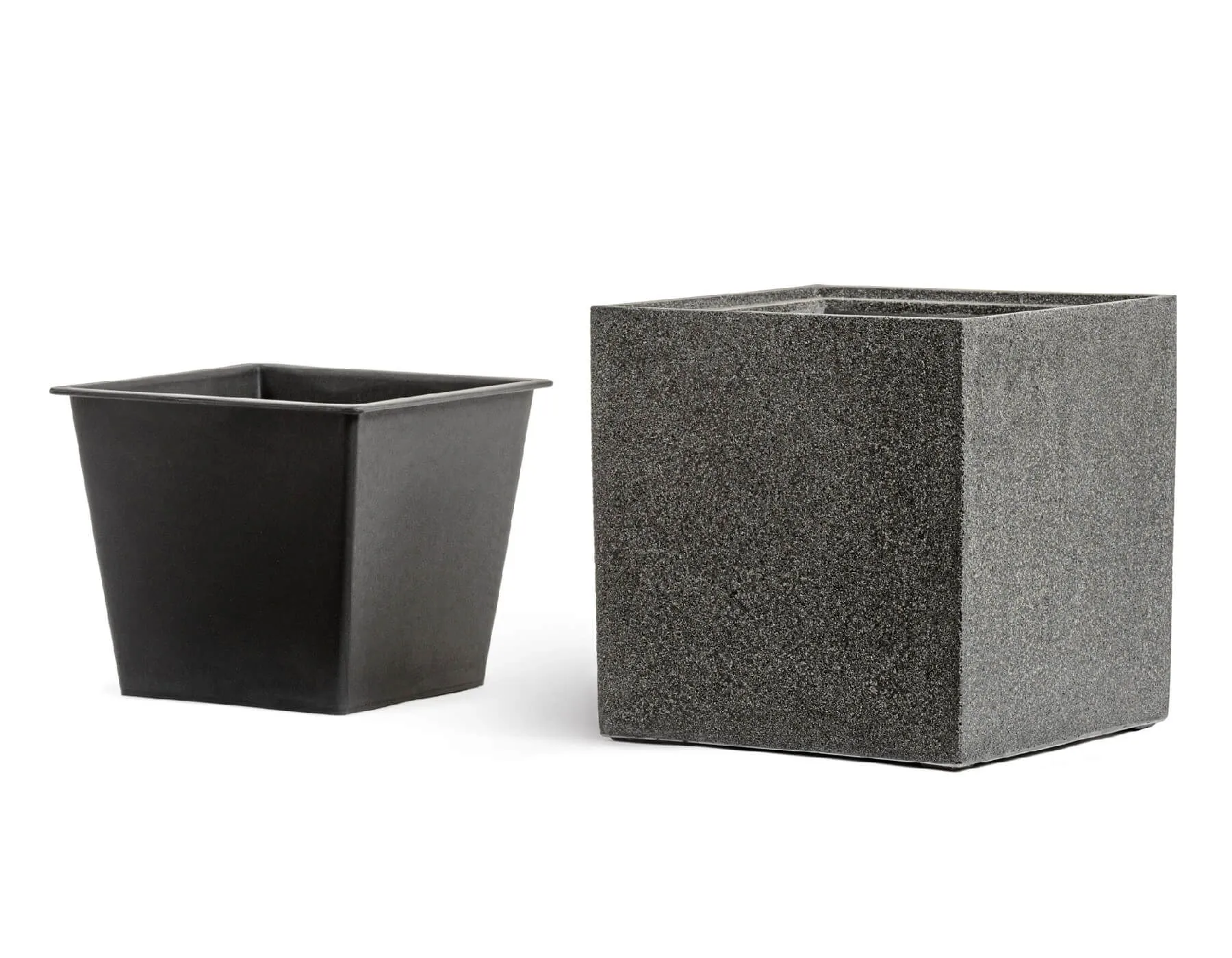 Кашпо Stone - TREEZ Effectory - Тёмно-серый камень - Куб
