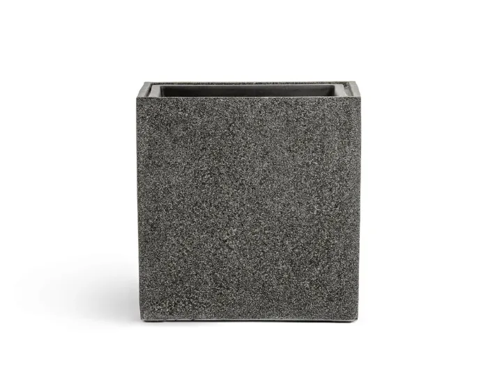 Кашпо Stone - TREEZ Effectory - Тёмно-серый камень - Куб
