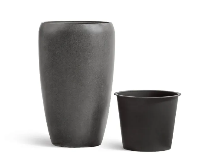 Кашпо Beton - TREEZ Effectory - Тёмно-серый бетон - Высокий округлый конус