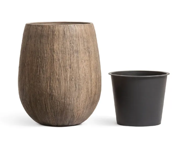 Кашпо Wood - TREEZ Effectory - Светлый дуб -  Округлая чаша