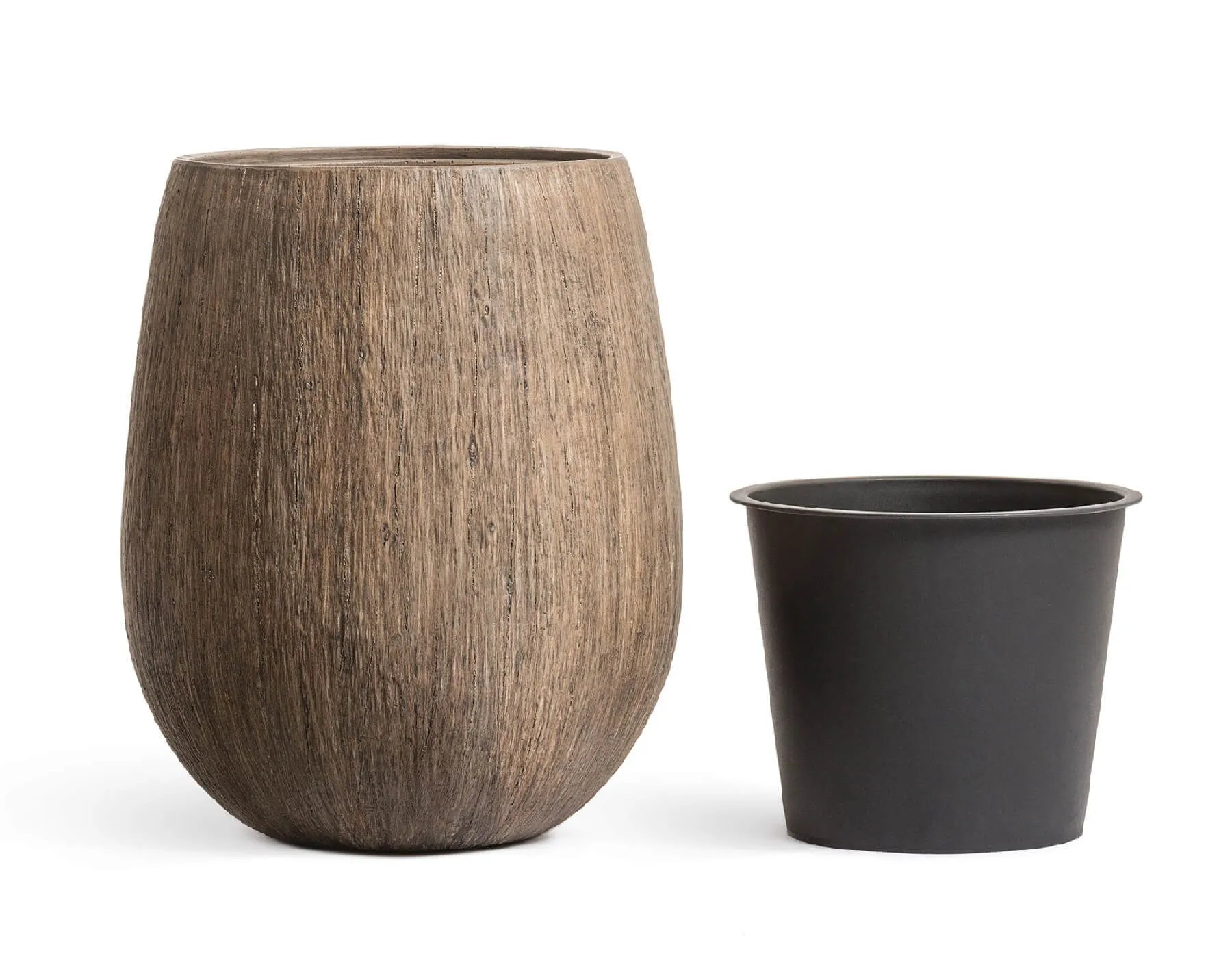 Кашпо Wood - TREEZ Effectory - Светлый дуб -  Округлая чаша