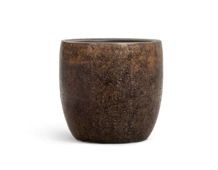 Кашпо Metal -  TREEZ Effectory - Rough с золотой патиной - Конус-чаша