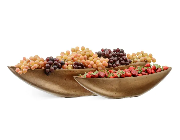 Кашпо Metal -  TREEZ Effectory - 2 размера Ваза-Лодка  - Золото тёмное матовое