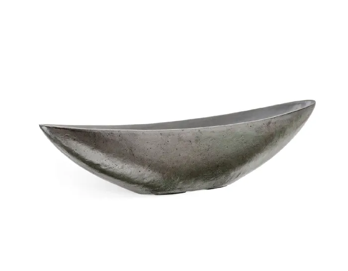 Кашпо Metal - TREEZ Effectory -  2 размера Ваза-Лодка - Серебро стальное