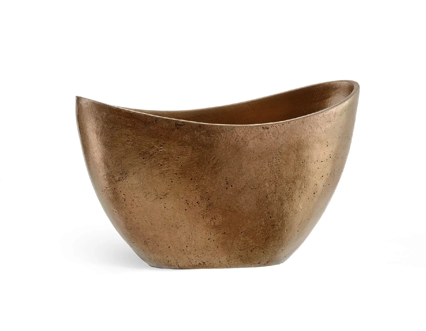 Кашпо Metal - TREEZ Effectory -  Малая Ваза-Лодка - Золото тёмное-матовое