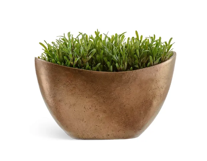 Кашпо Metal - TREEZ Effectory -  Малая Ваза-Лодка - Золото тёмное-матовое