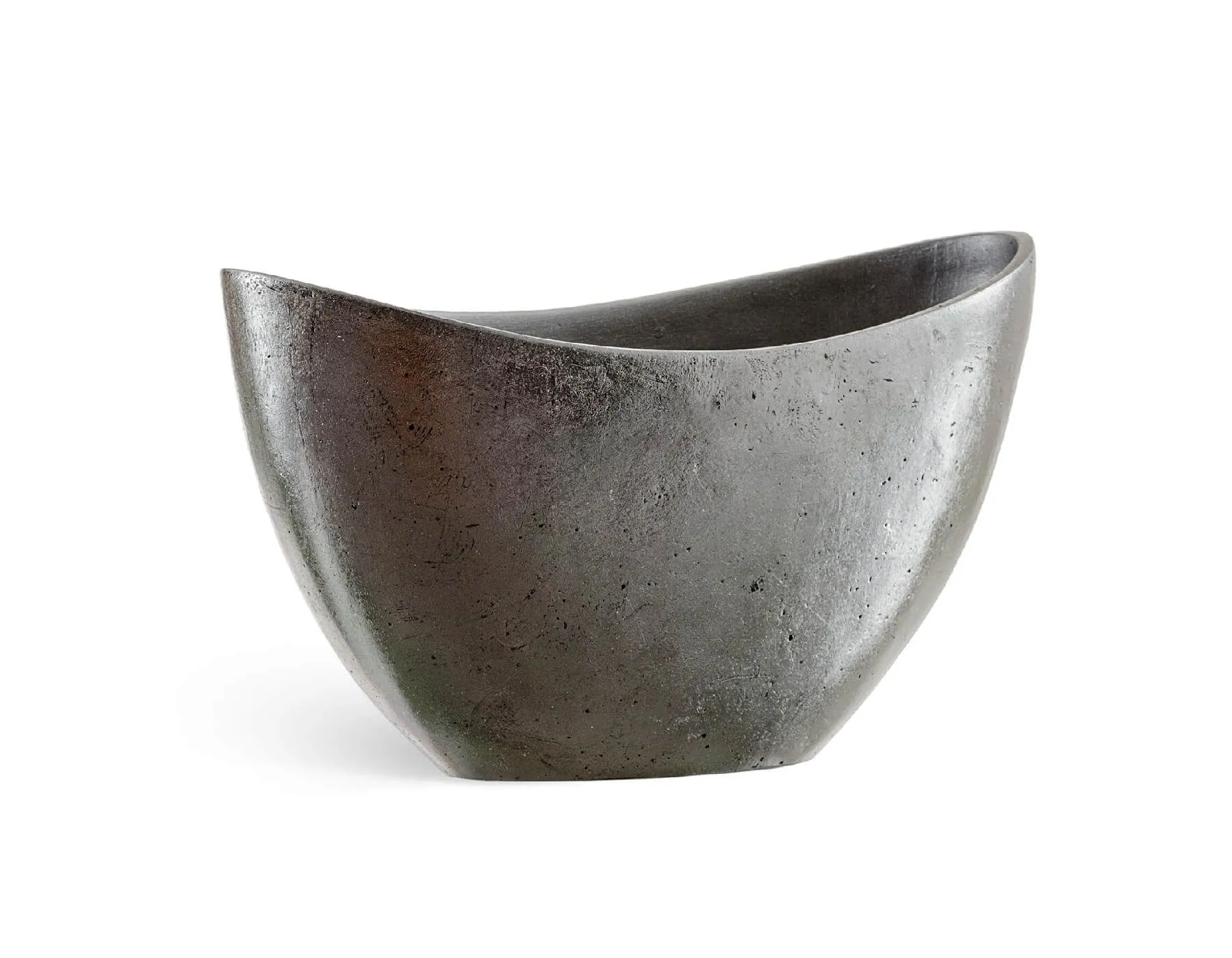 Кашпо Metal - TREEZ Effectory - Малая  Ваза-Лодка - Стальное серебро