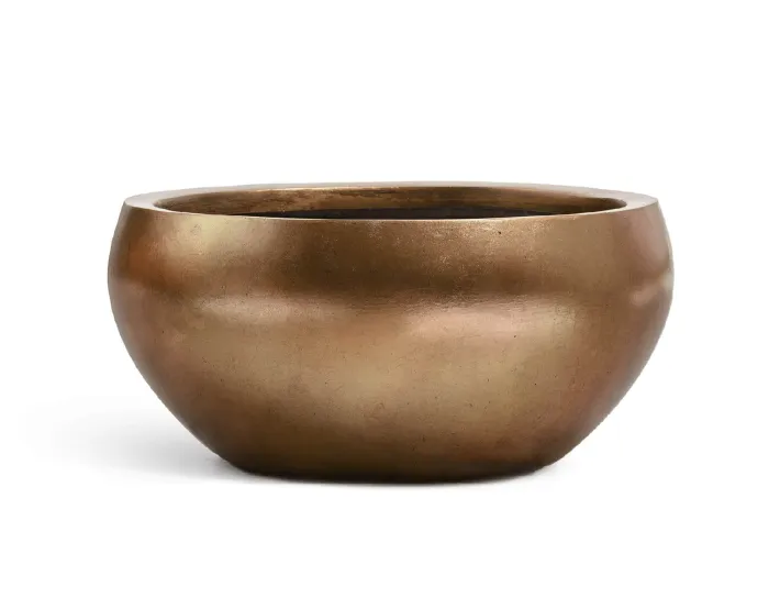 Кашпо Metal - TREEZ Effectory -  Полусфера низкая  - Золото тёмное матовое