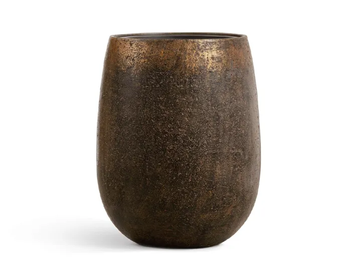 Кашпо Metal -TREEZ Effectory - Чаша Округлая  - Rough с Золотой Патиной