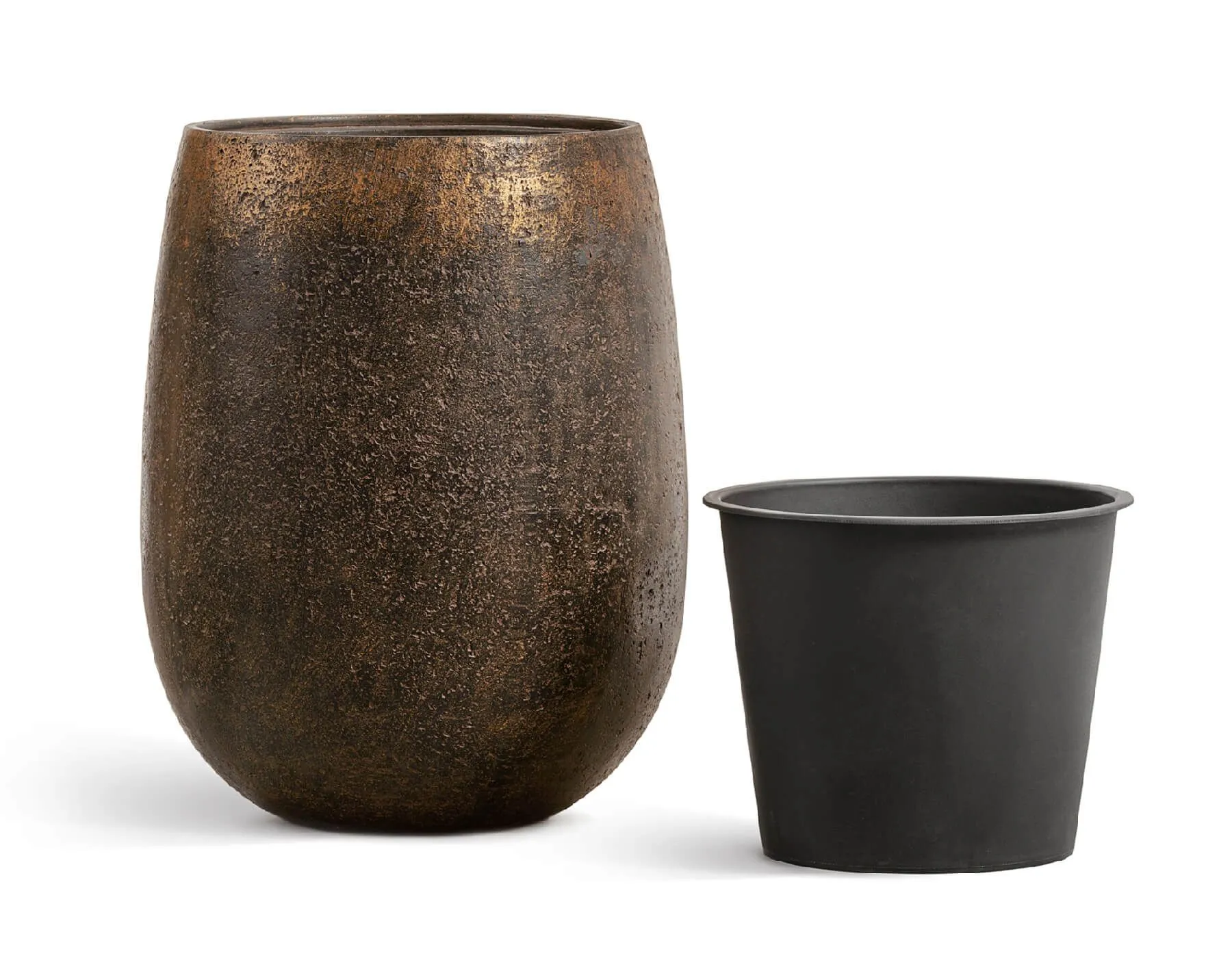 Кашпо Metal -TREEZ Effectory - Чаша Округлая  - Rough с Золотой Патиной