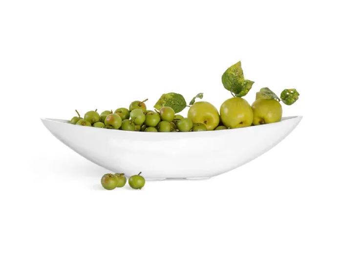 Кашпо Gloss -TREEZ Effectory - 2 размера Ваза-Лодка  - Лак белый глянцевый