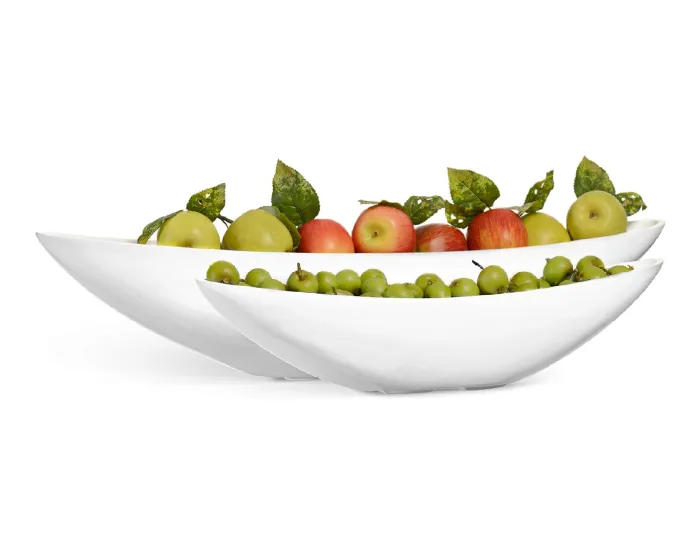 Кашпо Gloss -TREEZ Effectory - 2 размера Ваза-Лодка  - Лак белый глянцевый