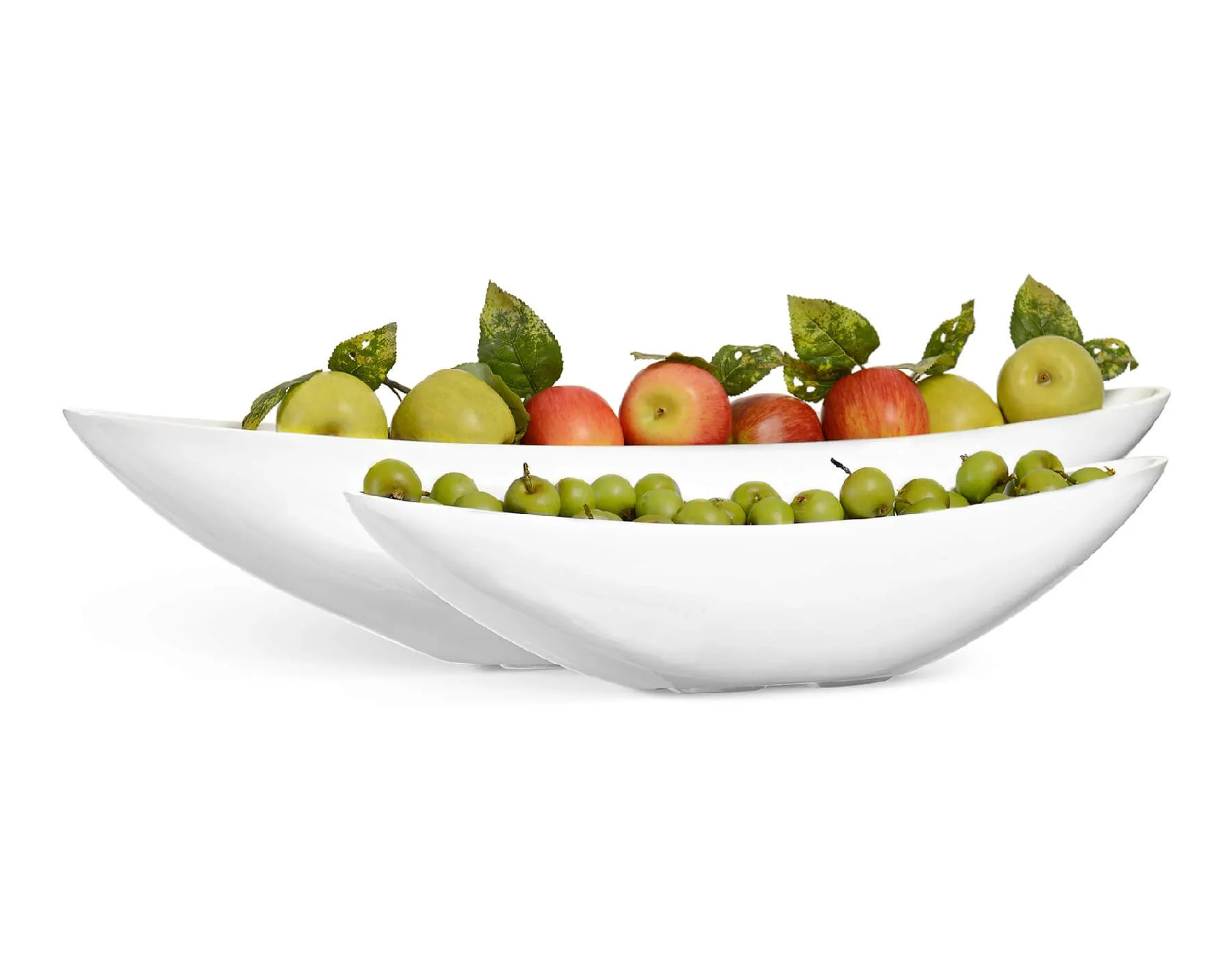 Кашпо Gloss -TREEZ Effectory - 2 размера Ваза-Лодка  - Лак белый глянцевый