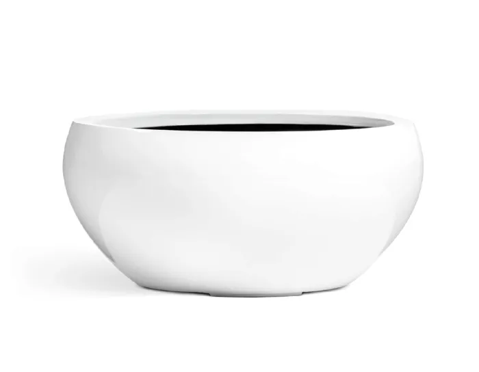 Кашпо Gloss - TREEZ Effectory - Полусфера низкая  - Лак белый глянцевый