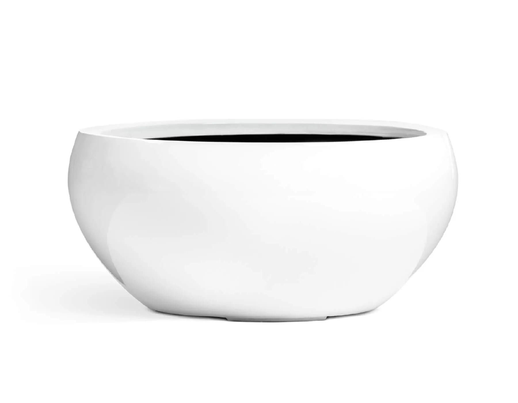 Кашпо Gloss - TREEZ Effectory - Полусфера низкая  - Лак белый глянцевый