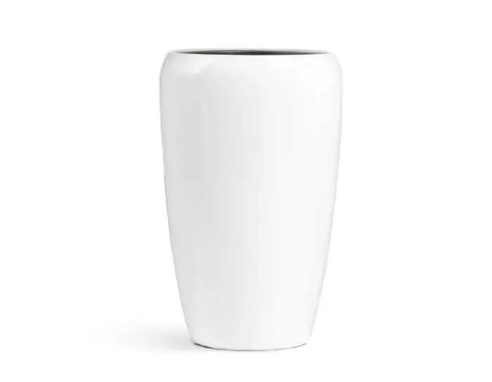 Кашпо Gloss -TREEZ Effectory - Конус высокий округлый  - Лак белый глянцевый