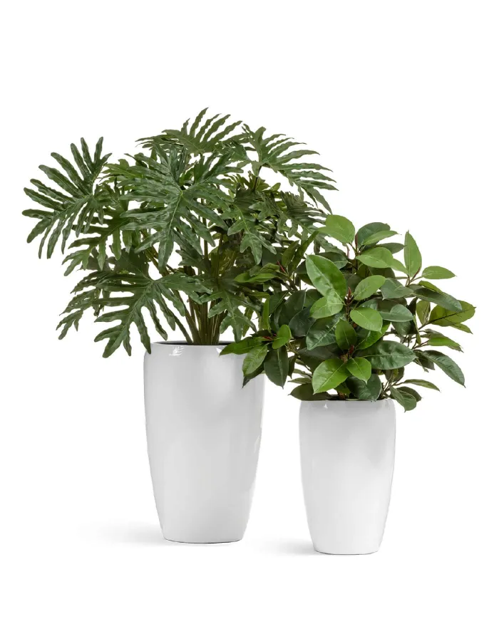 Кашпо Gloss -TREEZ Effectory - Конус высокий округлый  - Лак белый глянцевый