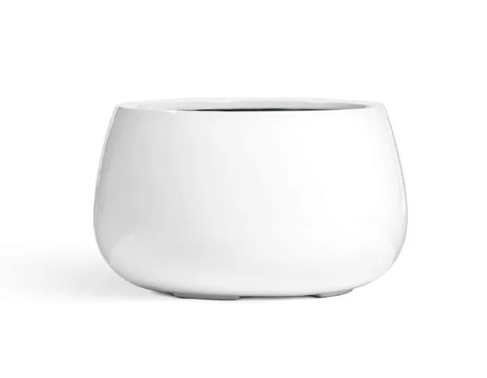 Кашпо Gloss -TREEZ Effectory - Чаша низкая  - Лак белый глянцевый