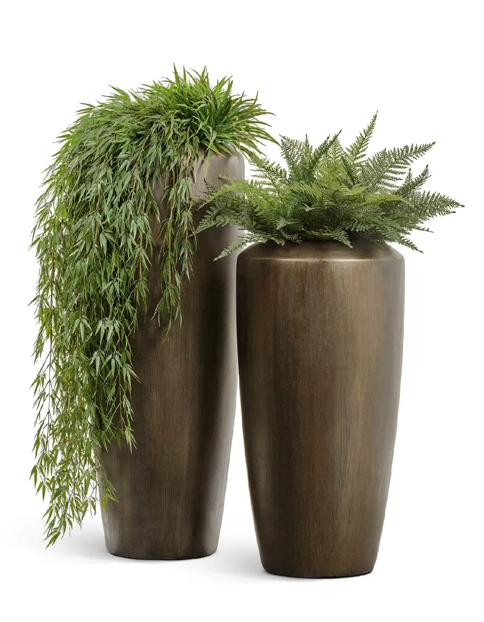 Кашпо Metal - TREEZ Effectory -  Design конус Высокий - бронза Чернёная