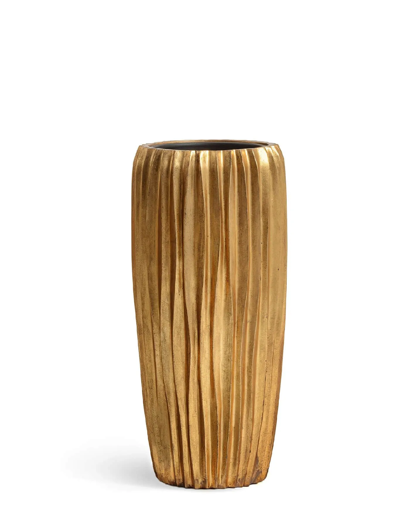 Кашпо Metal - TREEZ Effectory - Design Wave конус Высокий - золото Сусальное