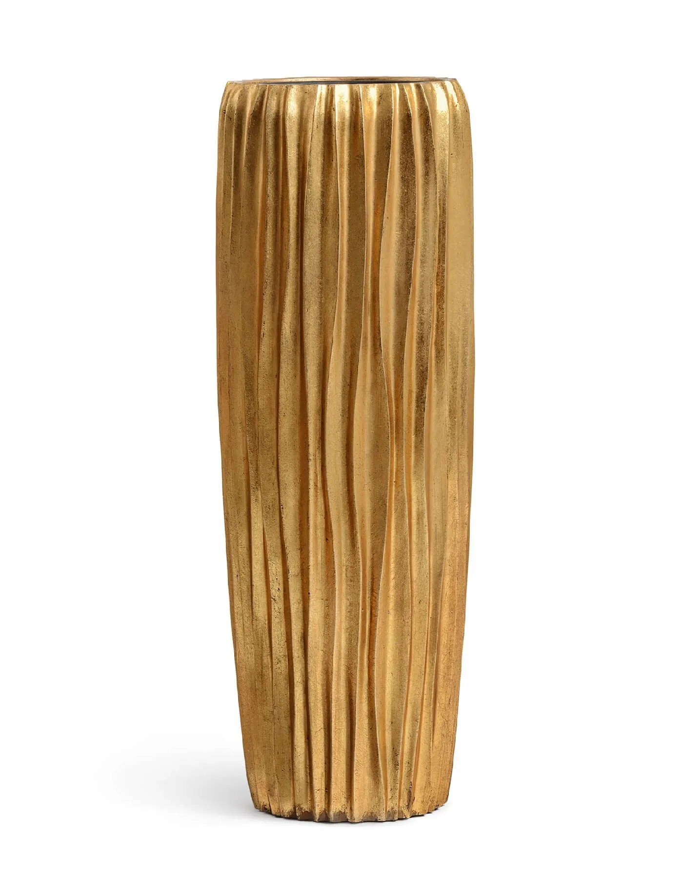 Кашпо Metal - TREEZ Effectory - Design Wave конус Высокий - золото Сусальное