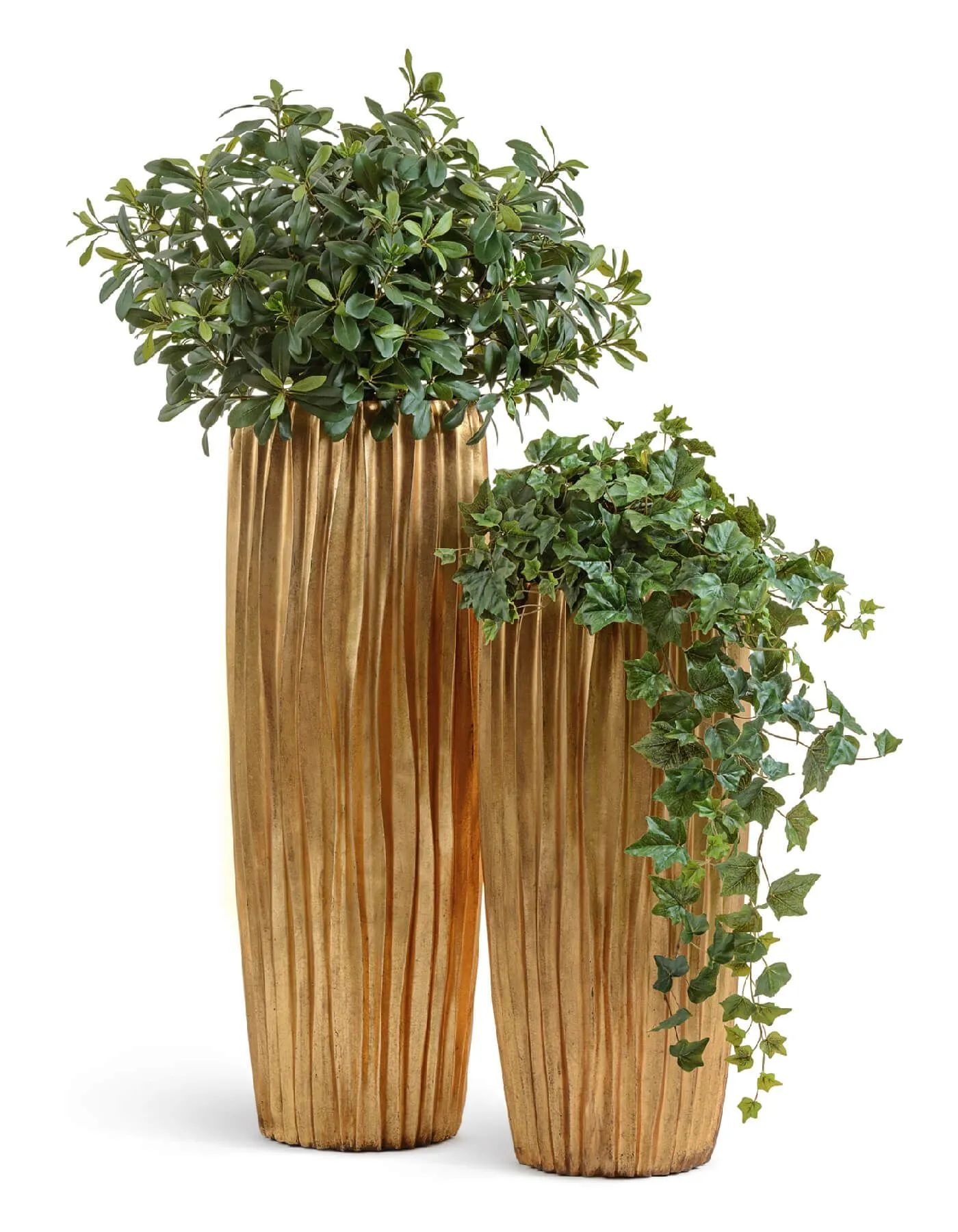 Кашпо Metal - TREEZ Effectory - Design Wave конус Высокий - золото Сусальное