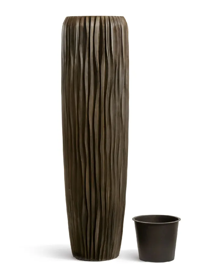 Кашпо Metal - TREEZ Effectory - Giant Design Wave Высокий конус - бронза Чернёная