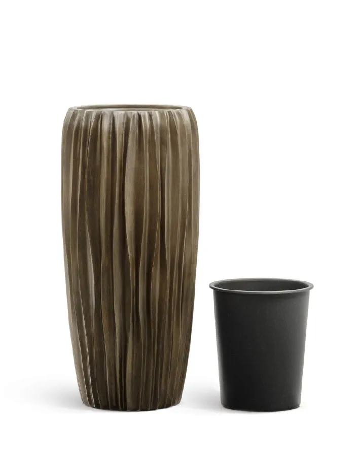 Кашпо Metal - TREEZ Effectory - Design Wave Высокий конус  - бронза Чернёная