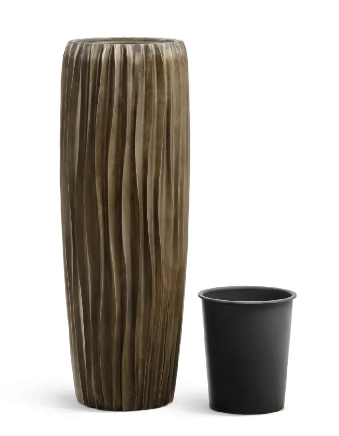 Кашпо Metal - TREEZ Effectory - Design Wave Высокий конус  - бронза Чернёная