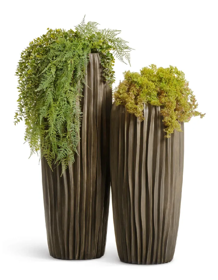 Кашпо Metal - TREEZ Effectory - Design Wave Высокий конус  - бронза Чернёная