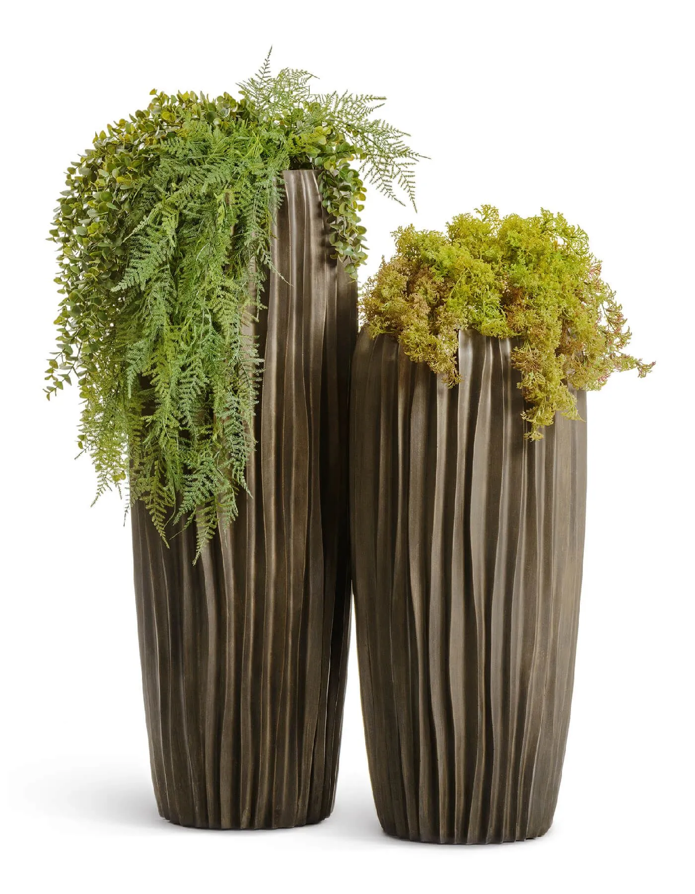 Кашпо Metal - TREEZ Effectory - Design Wave Высокий конус  - бронза Чернёная