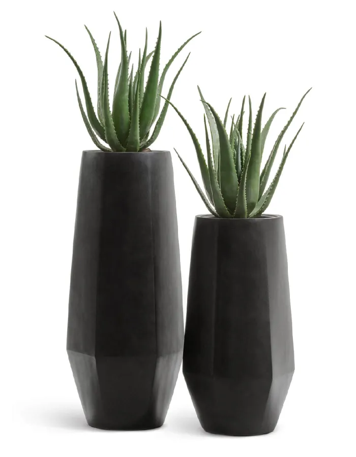 Кашпо Crystal - TREEZ Effectory - многогранник Высокий  - Антрацит