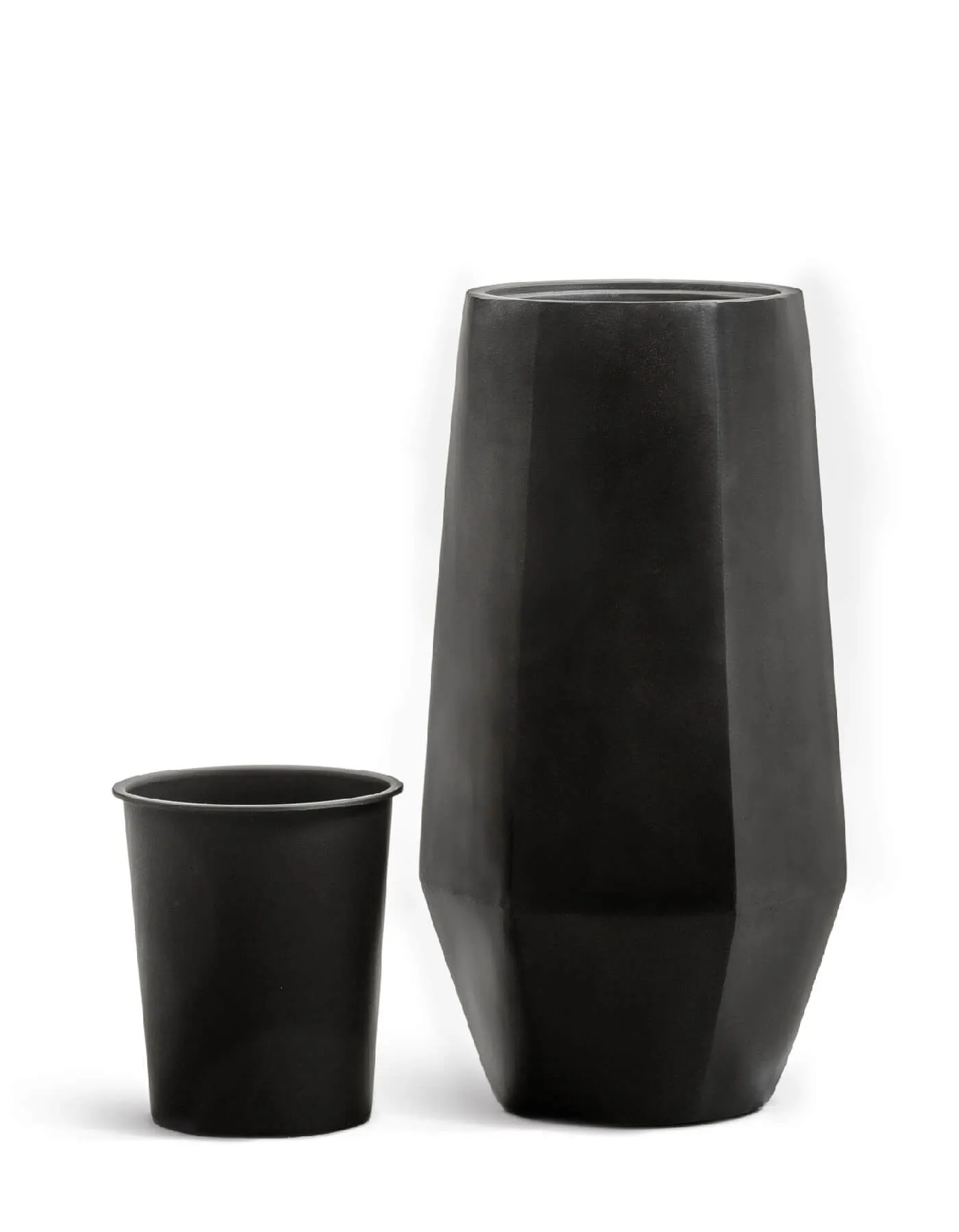 Кашпо Crystal - TREEZ Effectory - многогранник Высокий  - Антрацит