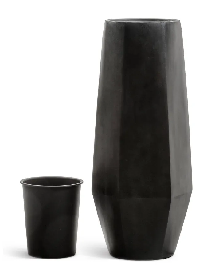 Кашпо Crystal - TREEZ Effectory - многогранник Высокий  - Антрацит