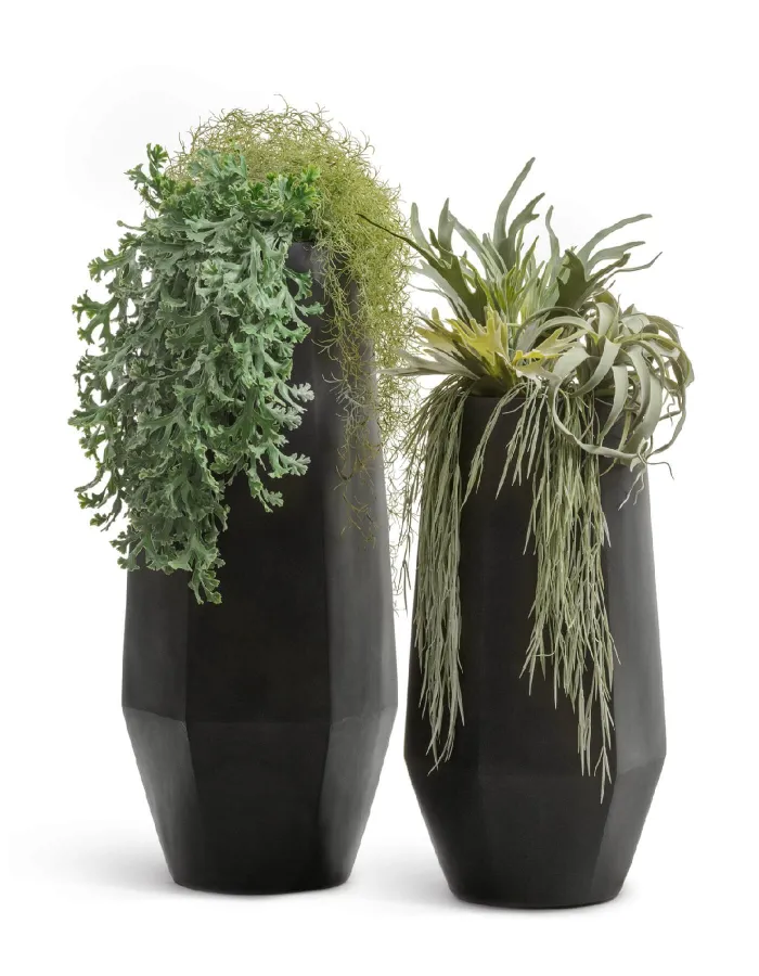 Кашпо Crystal - TREEZ Effectory - многогранник Высокий  - Антрацит