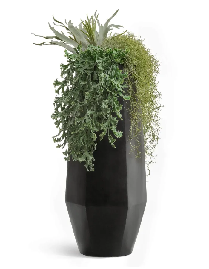 Кашпо Crystal - TREEZ Effectory - многогранник Высокий  - Антрацит