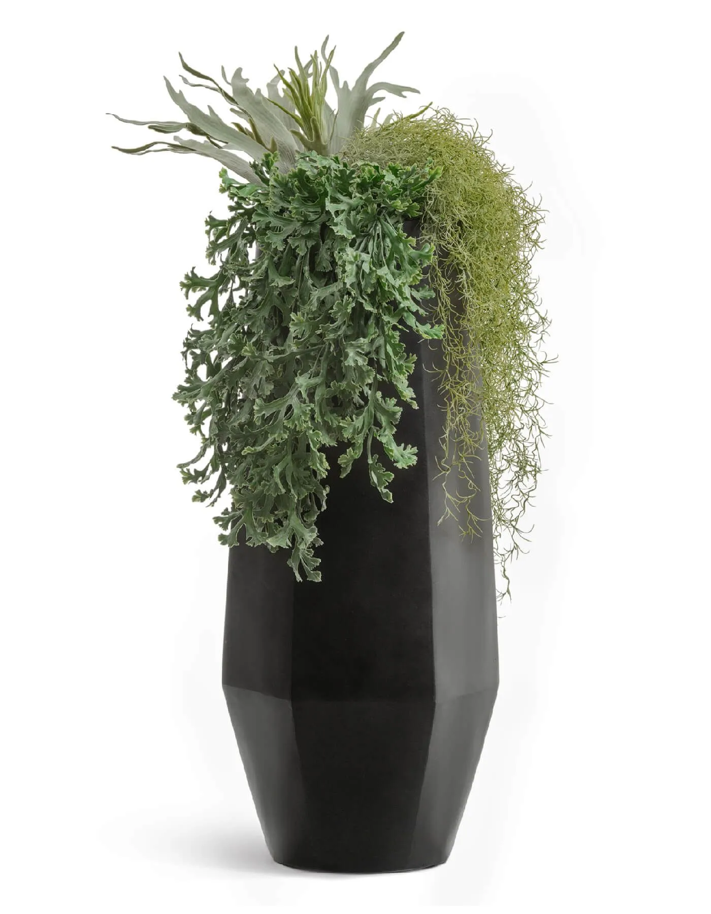 Кашпо Crystal - TREEZ Effectory - многогранник Высокий  - Антрацит