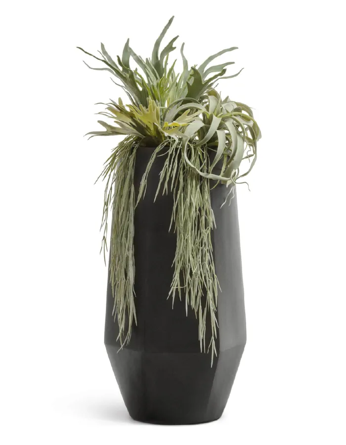 Кашпо Crystal - TREEZ Effectory - многогранник Высокий  - Антрацит