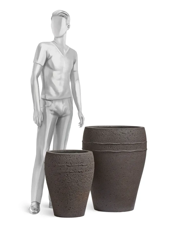 Кашпо Nero - TREEZ ERGO - Чёрный туф - Амфора