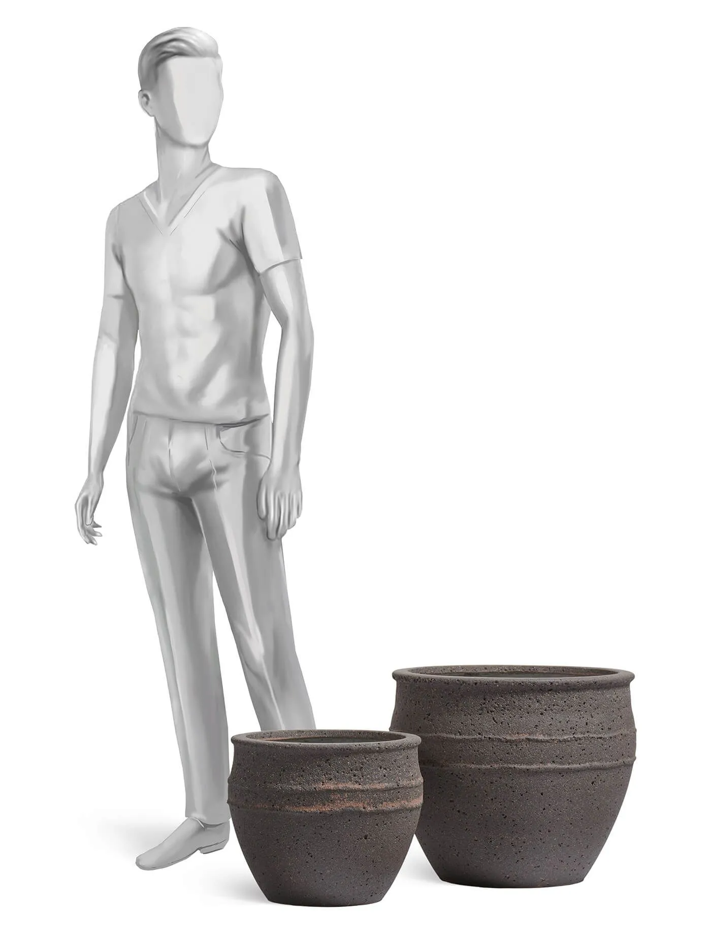 Кашпо Nero - TREEZ ERGO - Чёрный туф - Чаша