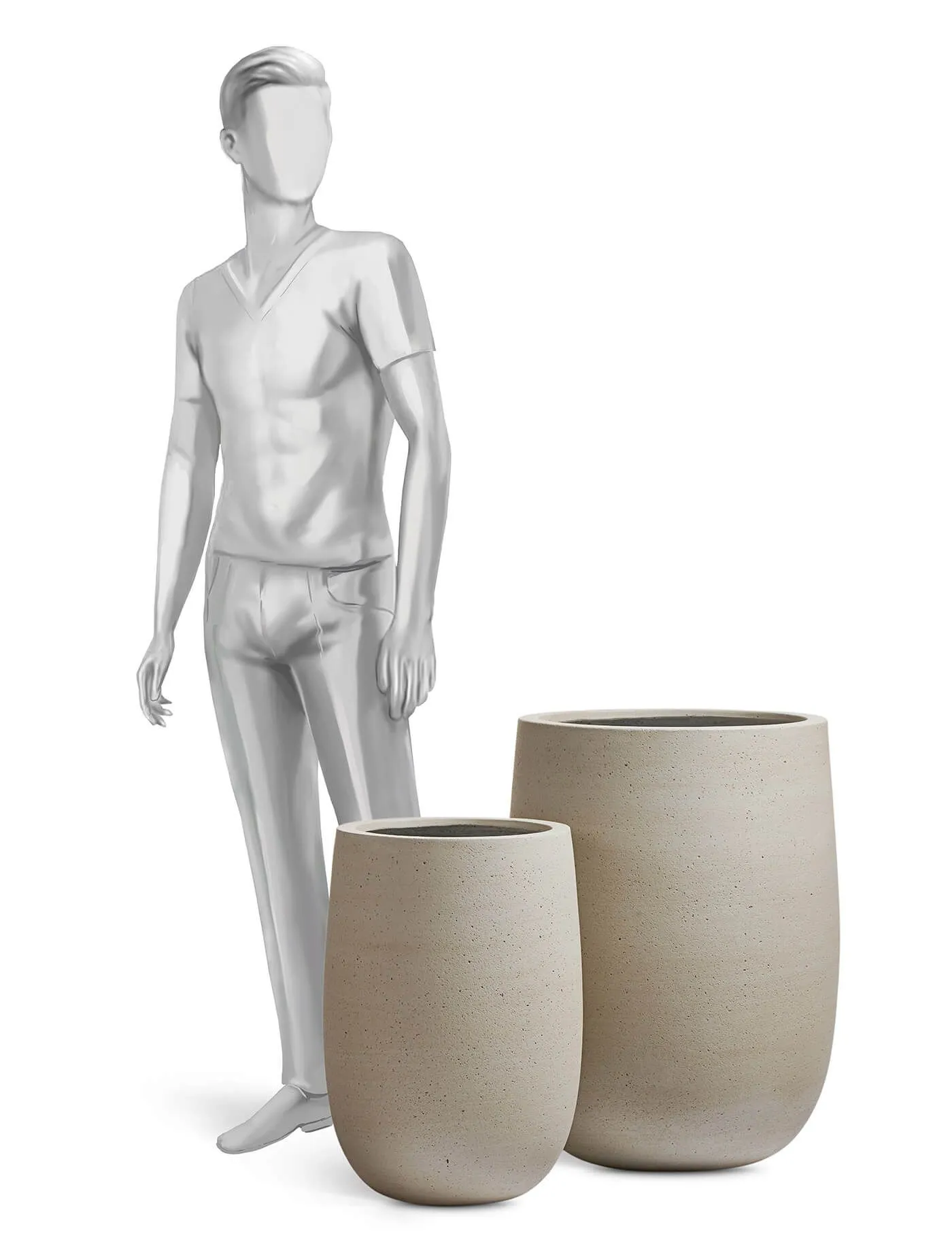 Кашпо Fine Rock - TREEZ ERGO - Белый песок -  Высокая округлая чаша