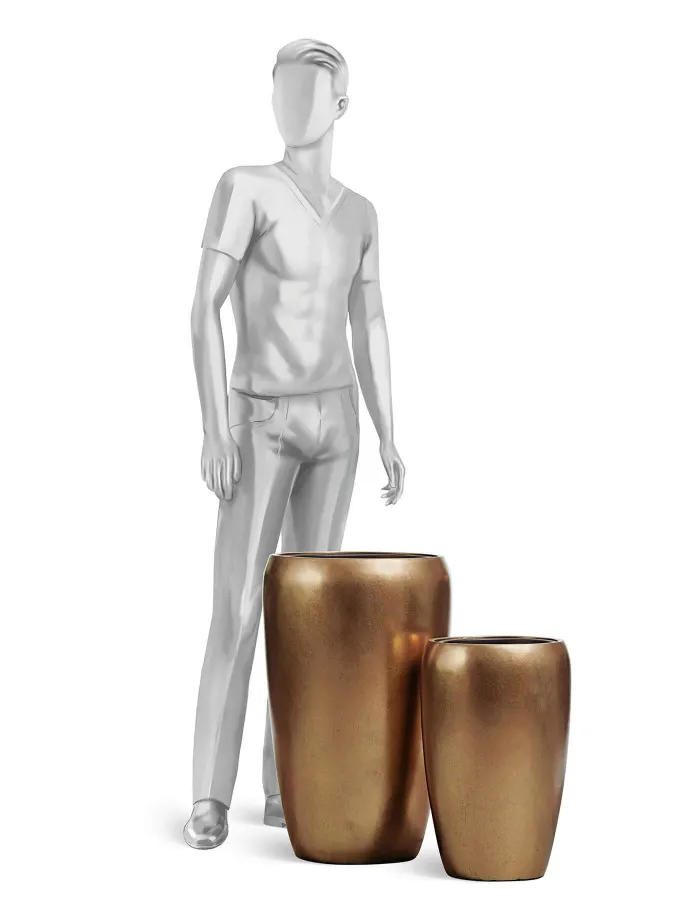 Кашпо Metal - TREEZ Effectory - Тёмное матовое золото - Высокий округлый конус